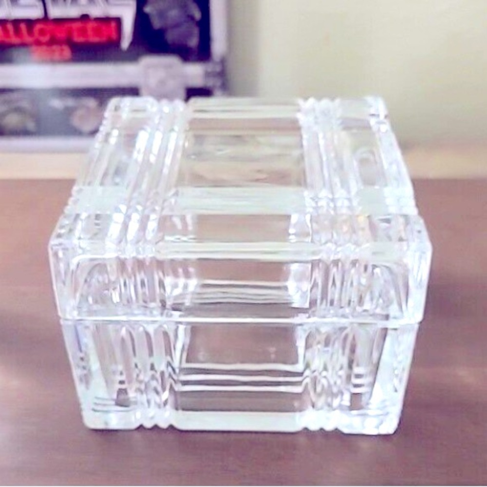 Vintage Lead Crystal Square Trinket Box Beautiful For Your Crystal Collection